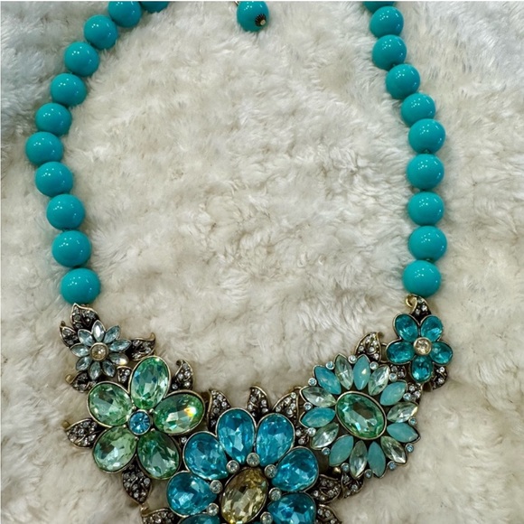 Heidi Daus "Glorious Garden" Turquoise Blue Crystal Necklace - Picture 6 of 7